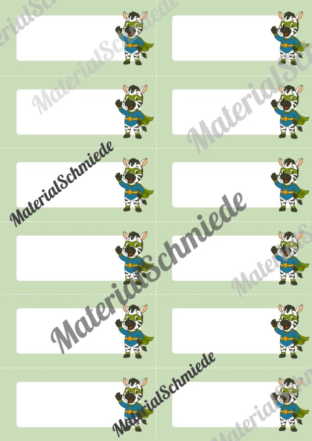 Etiketten für die Zebraklasse (Arbeitsblatt 04)