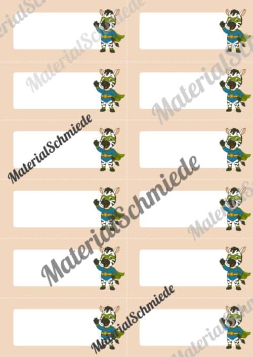 Etiketten für die Zebraklasse (Arbeitsblatt 05)
