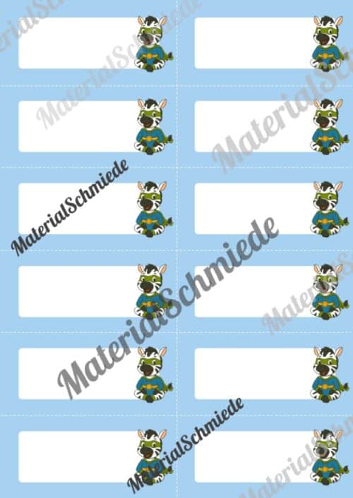 Etiketten für die Zebraklasse (Arbeitsblatt 06)