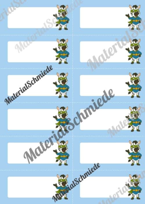 Etiketten für die Zebraklasse (Arbeitsblatt 08)