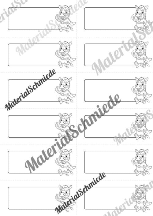 Etiketten für die Zebraklasse (Arbeitsblatt 11)