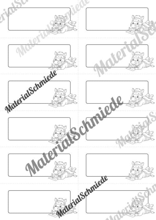 Etiketten für die Zebraklasse (Arbeitsblatt 12)