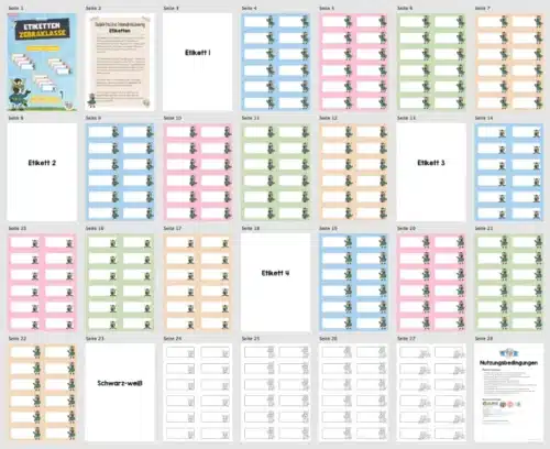 Etiketten für die Zebraklasse (Überblick)
