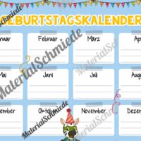Geburtstagskalender für die Zebraklasse (Arbeitsblatt 02)