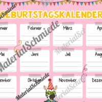 Geburtstagskalender für die Zebraklasse (Arbeitsblatt 03)