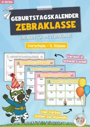 Geburtstagskalender für die Zebraklasse