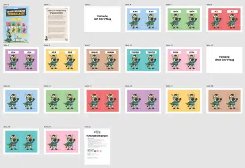 Gruppenschilder für die Zebraklasse (Überblick)