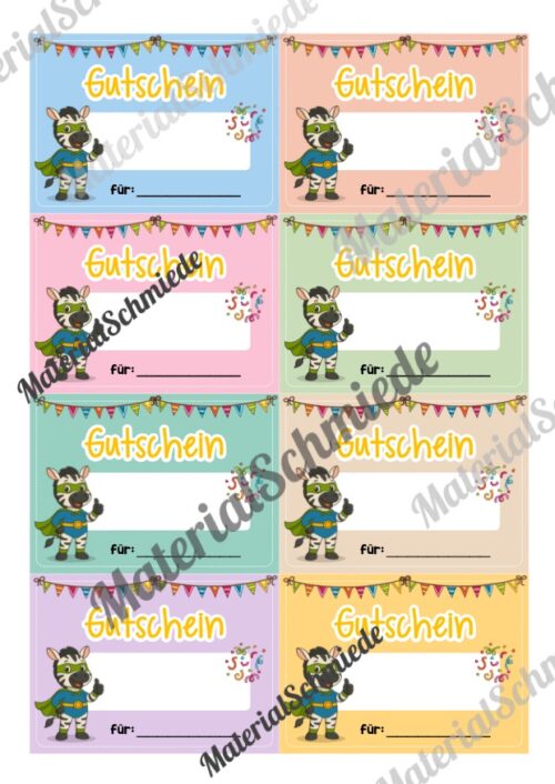 Gutscheine für die Zebraklasse (Arbeitsblatt 04)