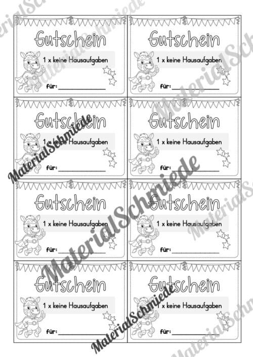 Gutscheine für die Zebraklasse (Arbeitsblatt 05)