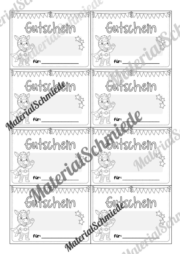 Gutscheine für die Zebraklasse (Arbeitsblatt 06)