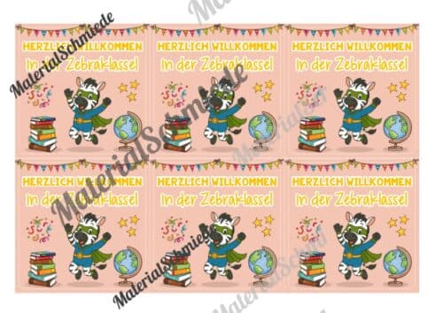 Begrüßungs-Kärtchen für die Zebraklasse (Arbeitsblatt 04)