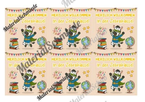 Begrüßungs-Kärtchen für die Zebraklasse (Arbeitsblatt 07)