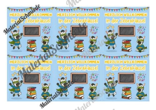 Begrüßungs-Kärtchen für die Zebraklasse (Arbeitsblatt 09)