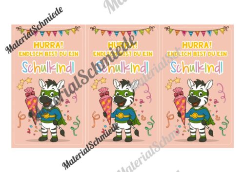 Karten zur Einschulung für die Zebraklasse (Arbeitsblatt 03)