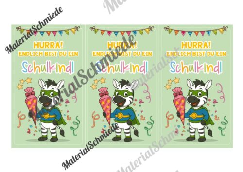 Karten zur Einschulung für die Zebraklasse (Arbeitsblatt 05)