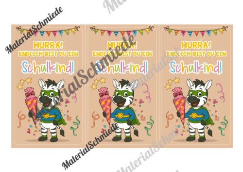 Karten zur Einschulung für die Zebraklasse (Arbeitsblatt 07)