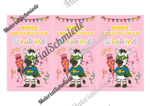 Karten zur Einschulung für die Zebraklasse (Arbeitsblatt 08)