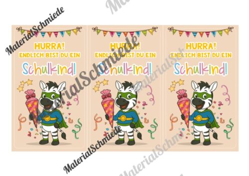 Karten zur Einschulung für die Zebraklasse (Arbeitsblatt 09)