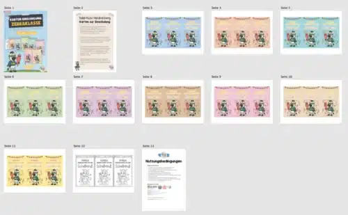 Karten zur Einschulung für die Zebraklasse (Überblick)