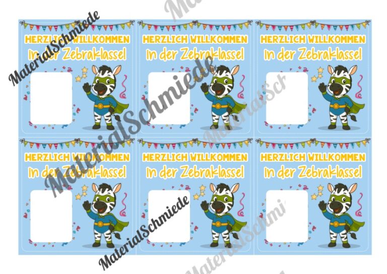Geschenk-Kärtchen für die Zebraklasse (Arbeitsblatt 02)