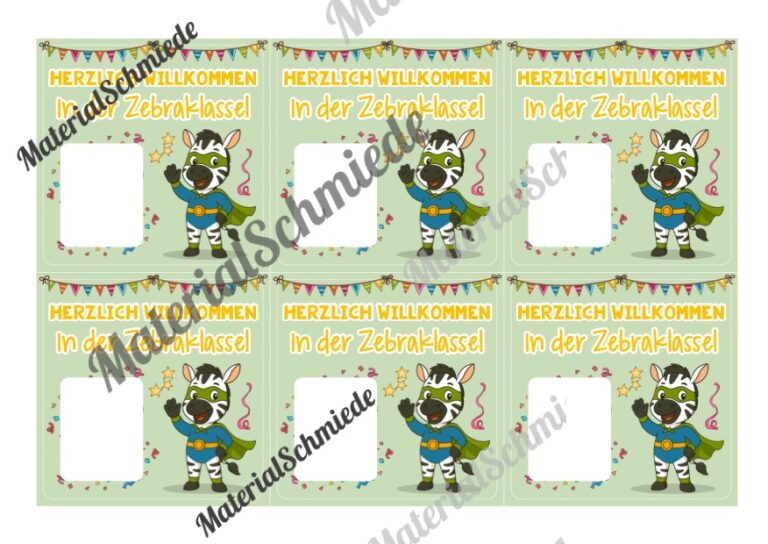 Geschenk-Kärtchen für die Zebraklasse (Arbeitsblatt 03)