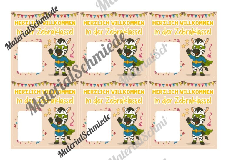 Geschenk-Kärtchen für die Zebraklasse (Arbeitsblatt 04)