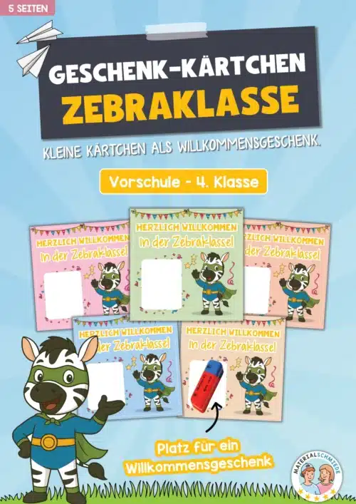 Geschenk-Kärtchen für die Zebraklasse