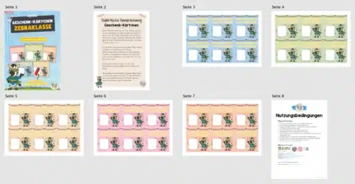 Geschenk-Kärtchen für die Zebraklasse (Überblick)