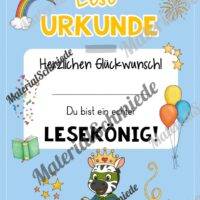 Lesepass & Leseurkunde für die Zebraklasse (Arbeitsblatt 06)