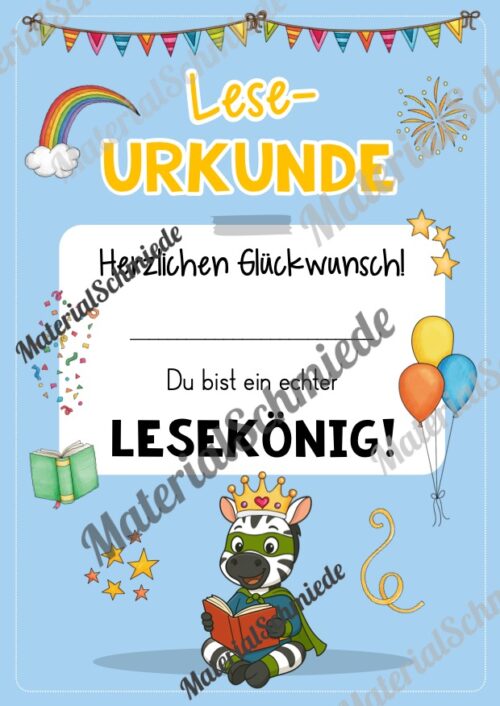 Lesepass & Leseurkunde für die Zebraklasse (Arbeitsblatt 06)