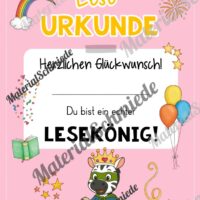 Lesepass & Leseurkunde für die Zebraklasse (Arbeitsblatt 07)