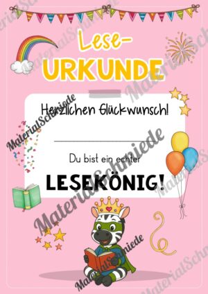 Lesepass & Leseurkunde für die Zebraklasse (Arbeitsblatt 07)