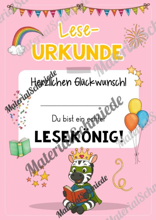 Lesepass & Leseurkunde für die Zebraklasse (Arbeitsblatt 07)