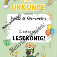 Lesepass & Leseurkunde für die Zebraklasse (Arbeitsblatt 08)