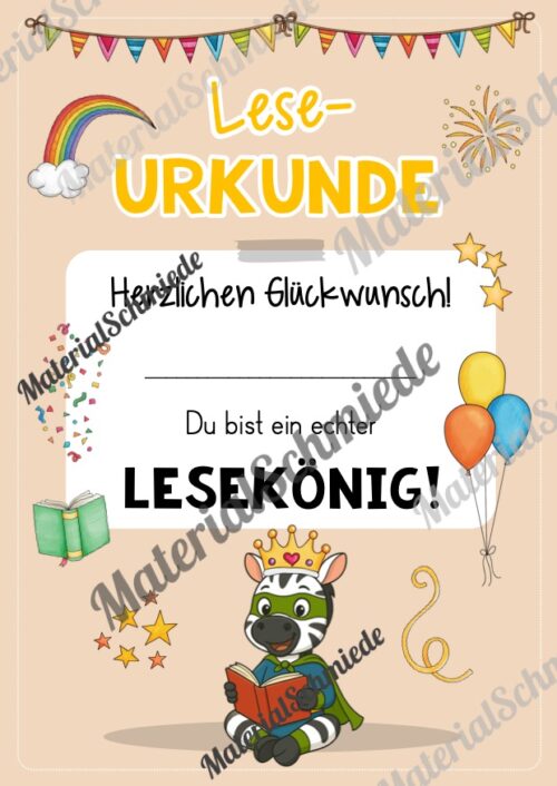 Lesepass & Leseurkunde für die Zebraklasse (Arbeitsblatt 09)