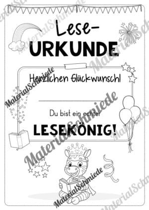 Lesepass & Leseurkunde für die Zebraklasse (Arbeitsblatt 14)