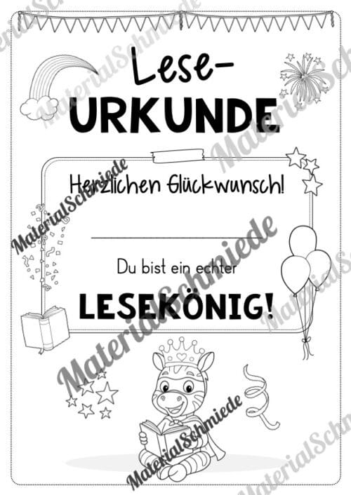 Lesepass & Leseurkunde für die Zebraklasse (Arbeitsblatt 14)