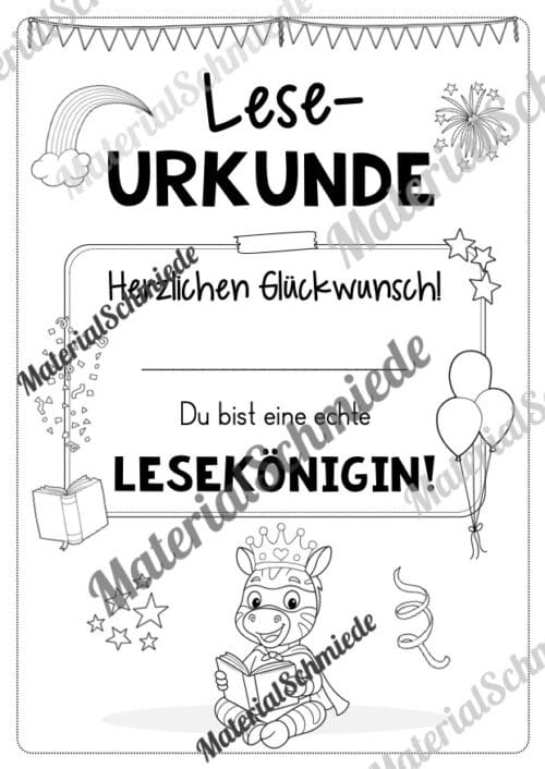 Lesepass & Leseurkunde für die Zebraklasse (Arbeitsblatt 15)