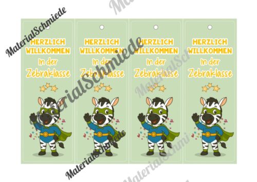 Lesezeichen für die Zebraklasse (Arbeitsblatt 04)