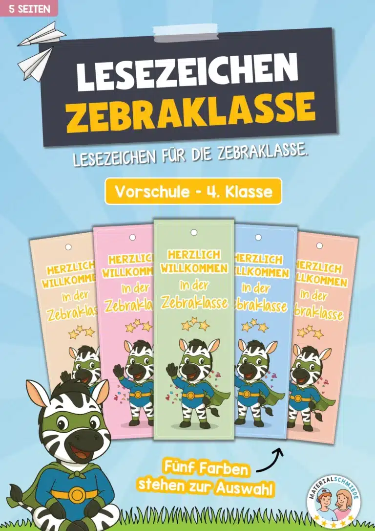 Lesezeichen für die Zebraklasse