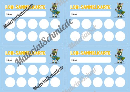 Lob-Sammelkarten für die Zebraklasse (Arbeitsblatt 02)