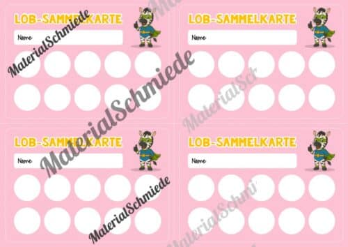 Lob-Sammelkarten für die Zebraklasse (Arbeitsblatt 03)