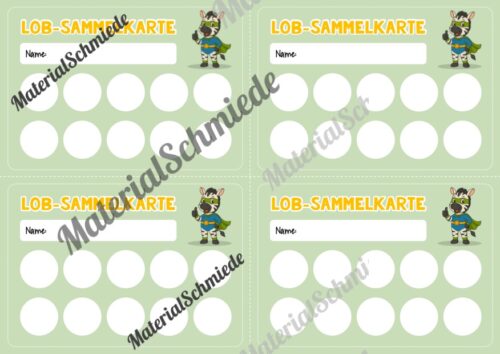 Lob-Sammelkarten für die Zebraklasse (Arbeitsblatt 04)