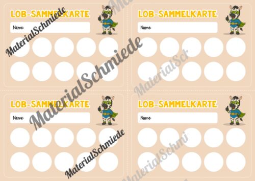 Lob-Sammelkarten für die Zebraklasse (Arbeitsblatt 05)