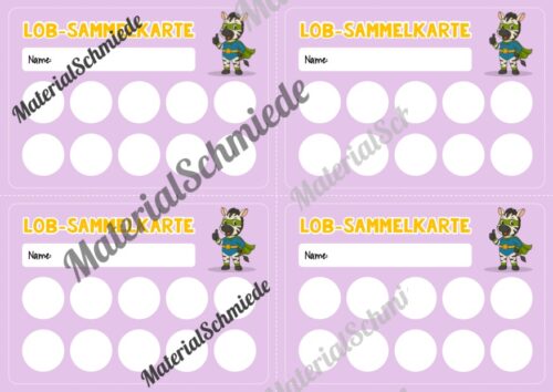 Lob-Sammelkarten für die Zebraklasse (Arbeitsblatt 06)