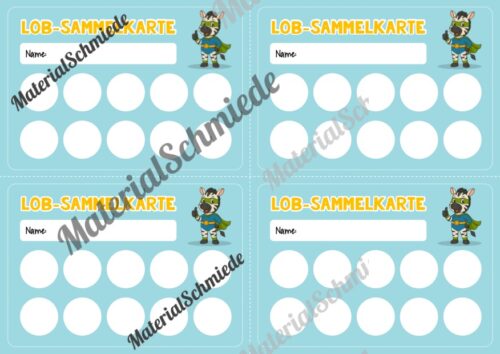 Lob-Sammelkarten für die Zebraklasse (Arbeitsblatt 08)