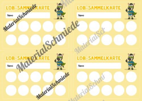 Lob-Sammelkarten für die Zebraklasse (Arbeitsblatt 09)