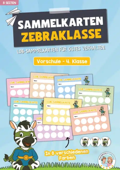 Lob-Sammelkarten für die Zebraklasse