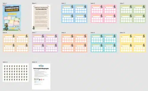 Lob-Sammelkarten für die Zebraklasse (Überblick)