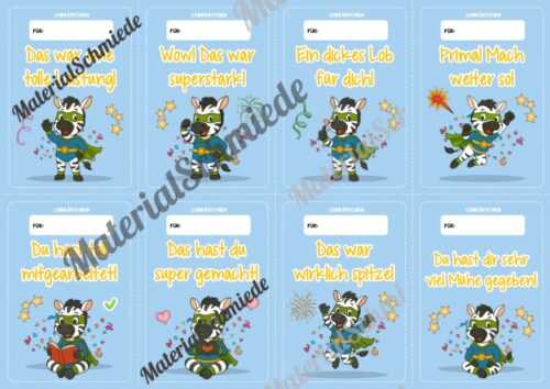 Lobkärtchen für die Zebraklasse (Arbeitsblatt 04)